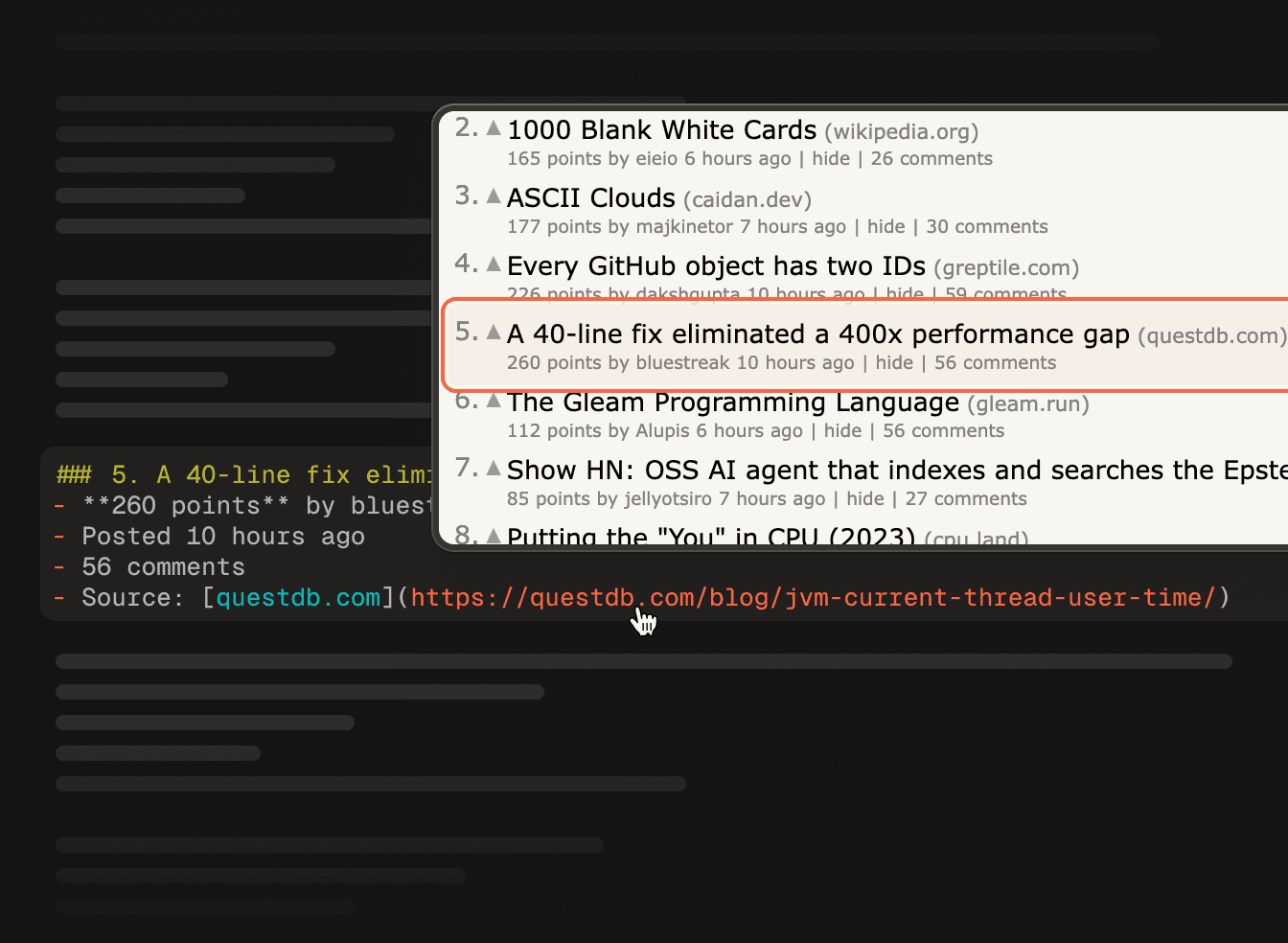 A snapshot with the cited line outlined